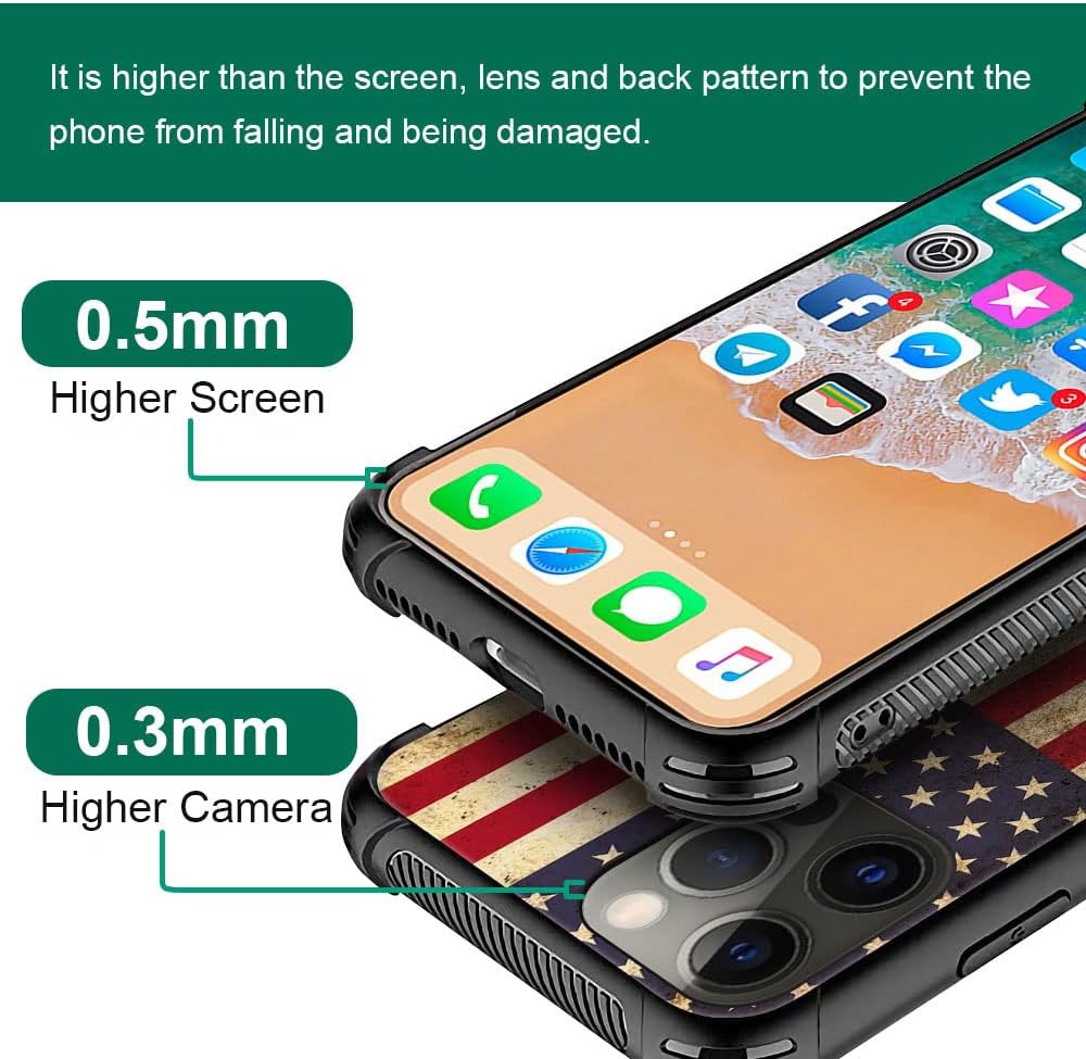 DAIZAG Funda compatible con iPhone 13 Pro Max, funda de poliuretano termoplástico con empalme rojo y azul de la bandera estadounidense para iPhone