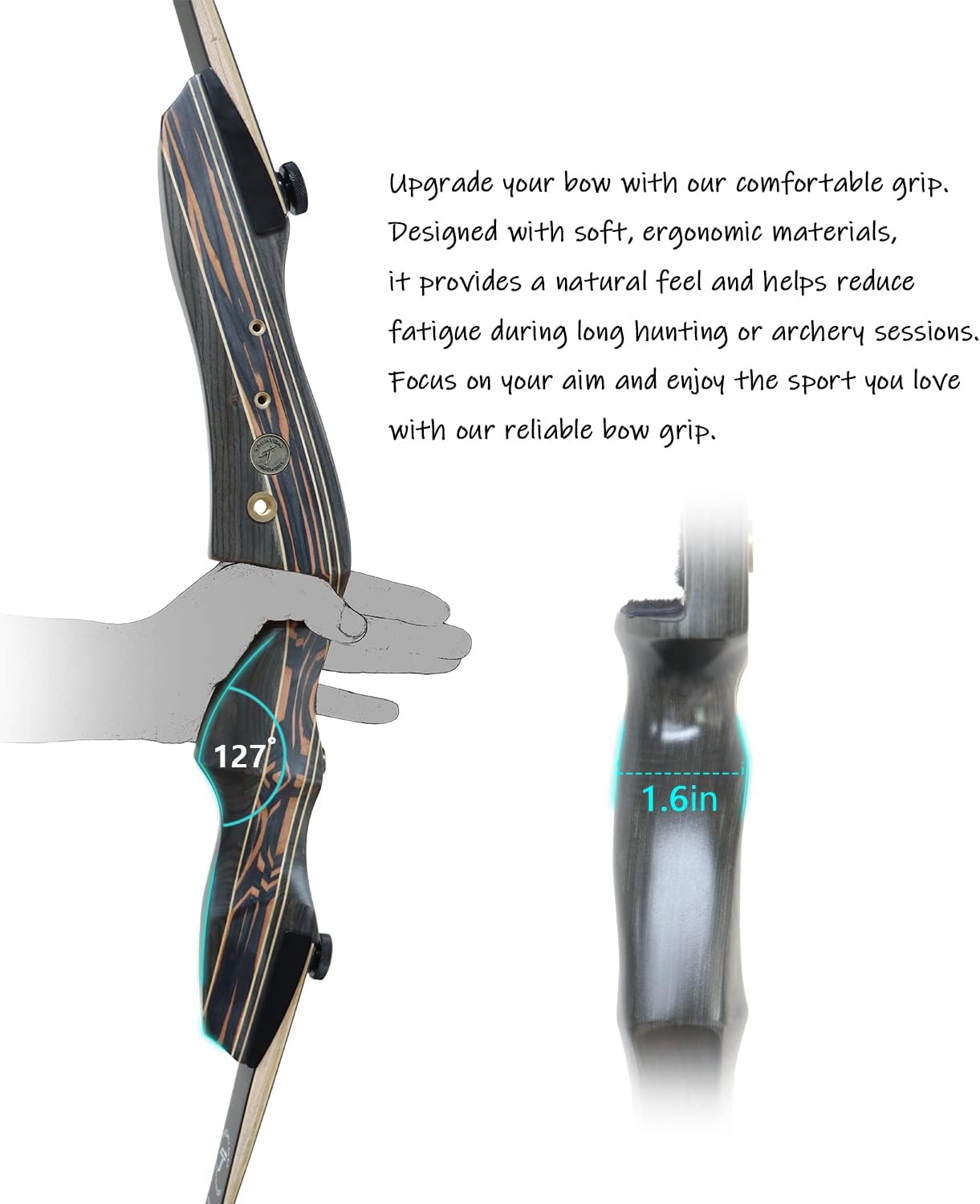 TACHYON ARCHERY Recurve Bow for Adults and Beginners, Archery Bow Takedown Wooden Bow for Hunting and Target Shooting