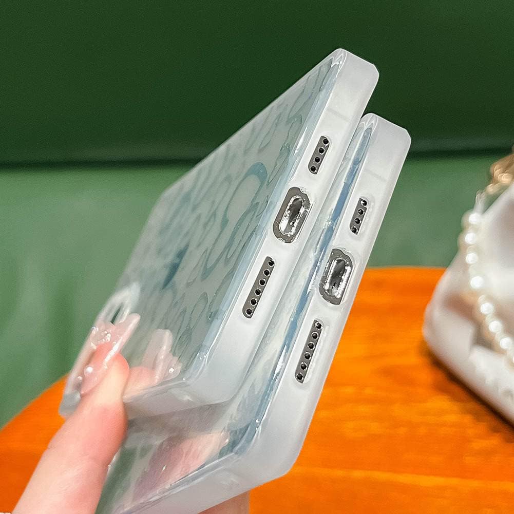 KERZZIL Funda transparente de lujo con borde cuadrado compatible con iPhone 13 Pro, delgada, elegante, retro, flor suave, gel de silicona TPU a