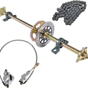 Kit de eje trasero Go Kart de 44 pulgadas con bloque de almohada + piñón + disco de freno + buje + cadena + cilindro maestro de freno de repuesto Kit de eje trasero Go Kart de 44 pulgadas con bloque de almohada + piñón + disco de freno + buje + cadena + cilindro maestro de freno de repuesto