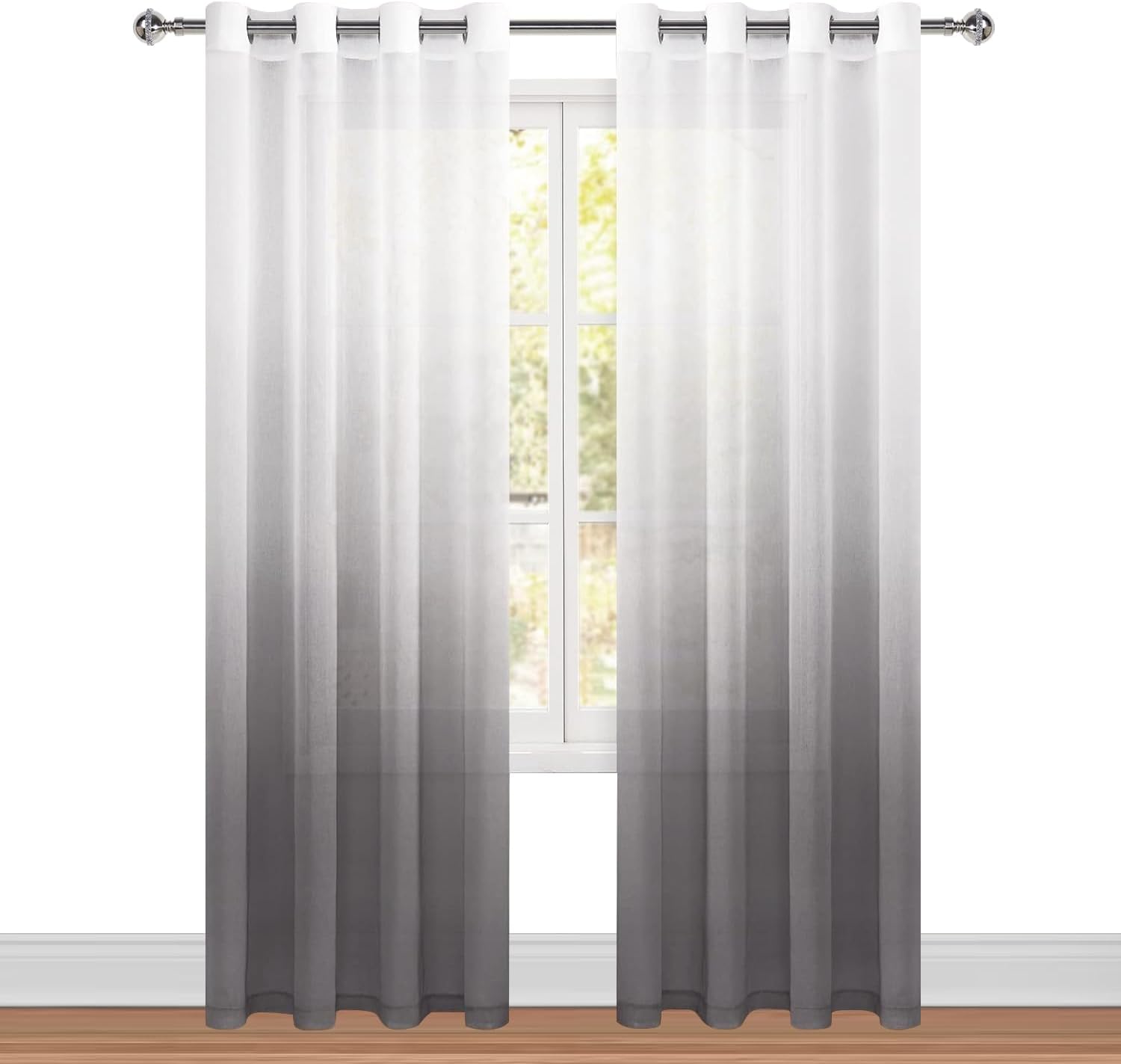 Hiasan Ombre Cortinas transparentes para sala de estar y dormitorio  Cortinas de lino sintético con ojales para ventana.