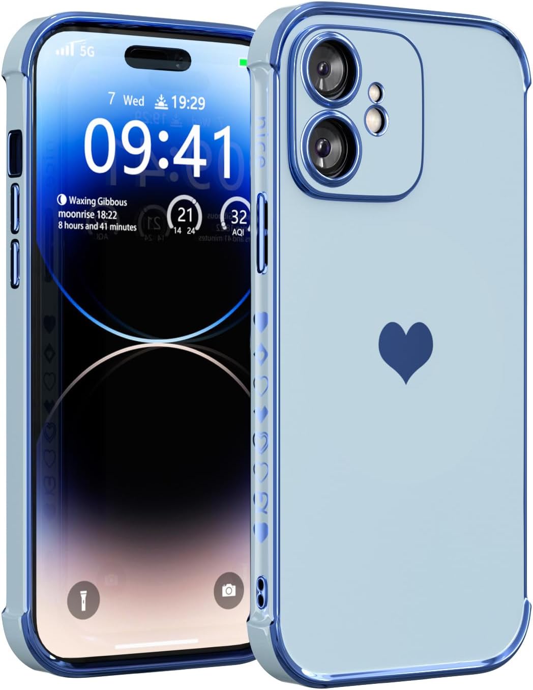 Funda de diseño para iPhone 11 para mujer, funda suave para teléfono 11, iPhone 6.1 y esquina a prueba de golpes (azul)