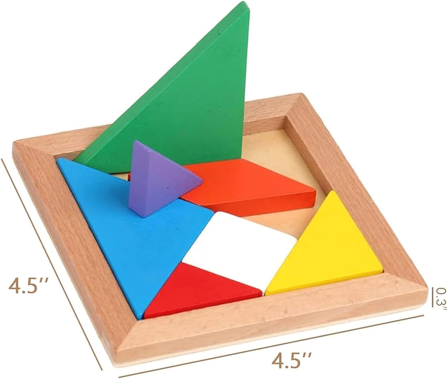 3 otters Bloques de rompecabezas de madera, 28 piezas coloridos 3D rompecabezas IQ juego de madera geométrica rompecabezas Montessori STEM juguetes
