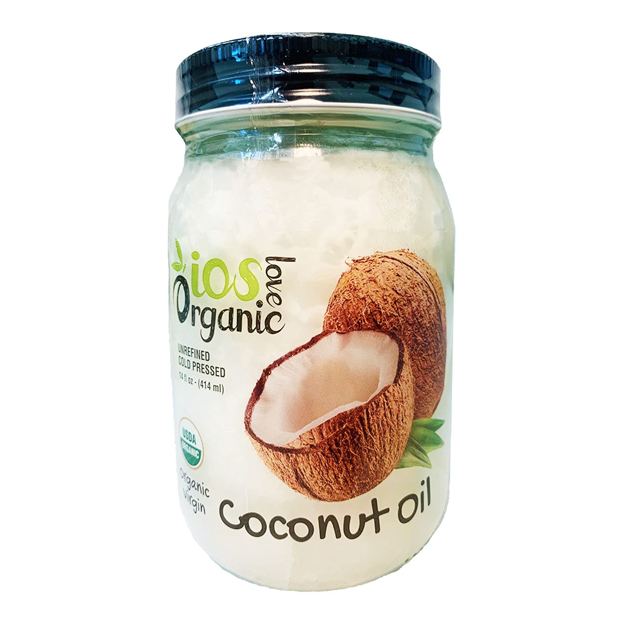 IOS love Organic Aceite de coco virgen, prensado en frío, aceite natural para el cabello, aceite para la piel y aceite de cocina con sabor fresco,