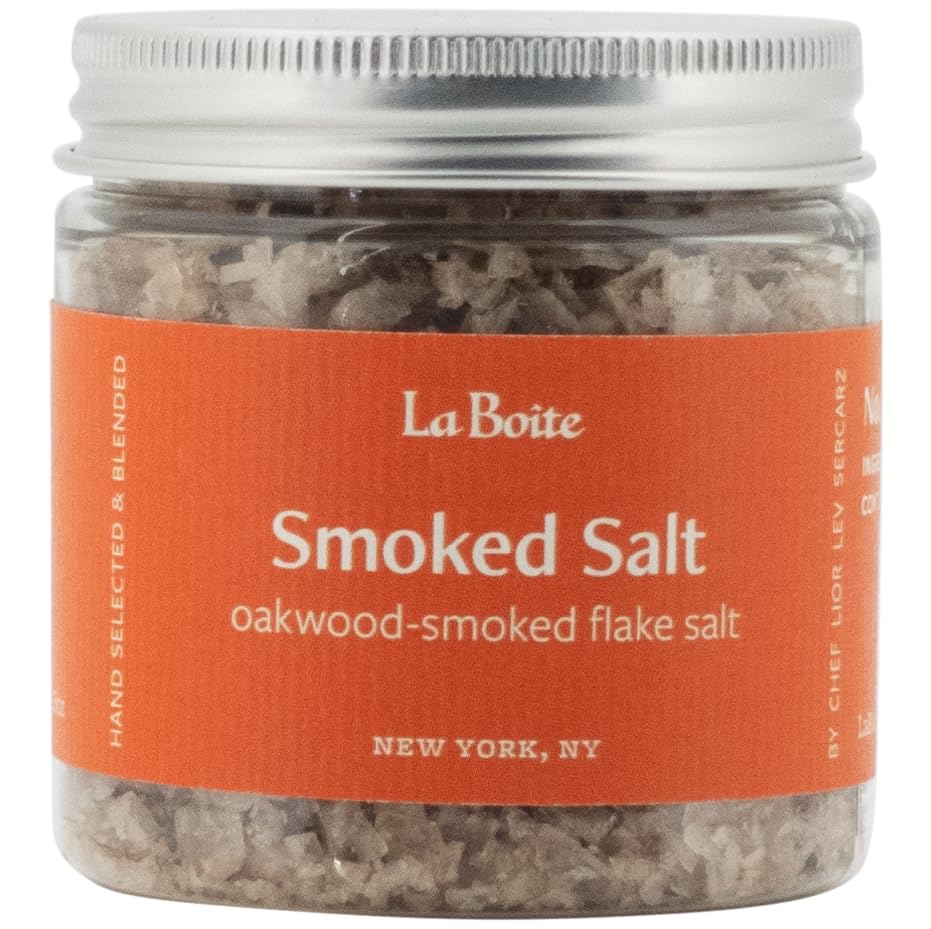 La Boite – Mezcla de especias de sal ahumada, sal en escamas ahumada de roble – Ideal para condimentar y terminar platos, asar carne, verduras, asar