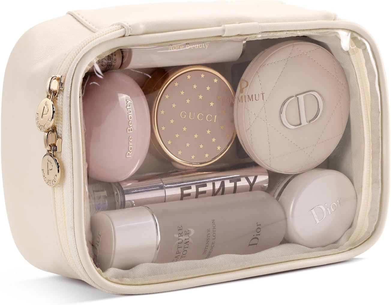 Pocmimut Bolsa de maquillaje transparente, bolsa de cosméticos de piel sintética, bolsa de maquillaje, accesorios de automóvil, organizador de