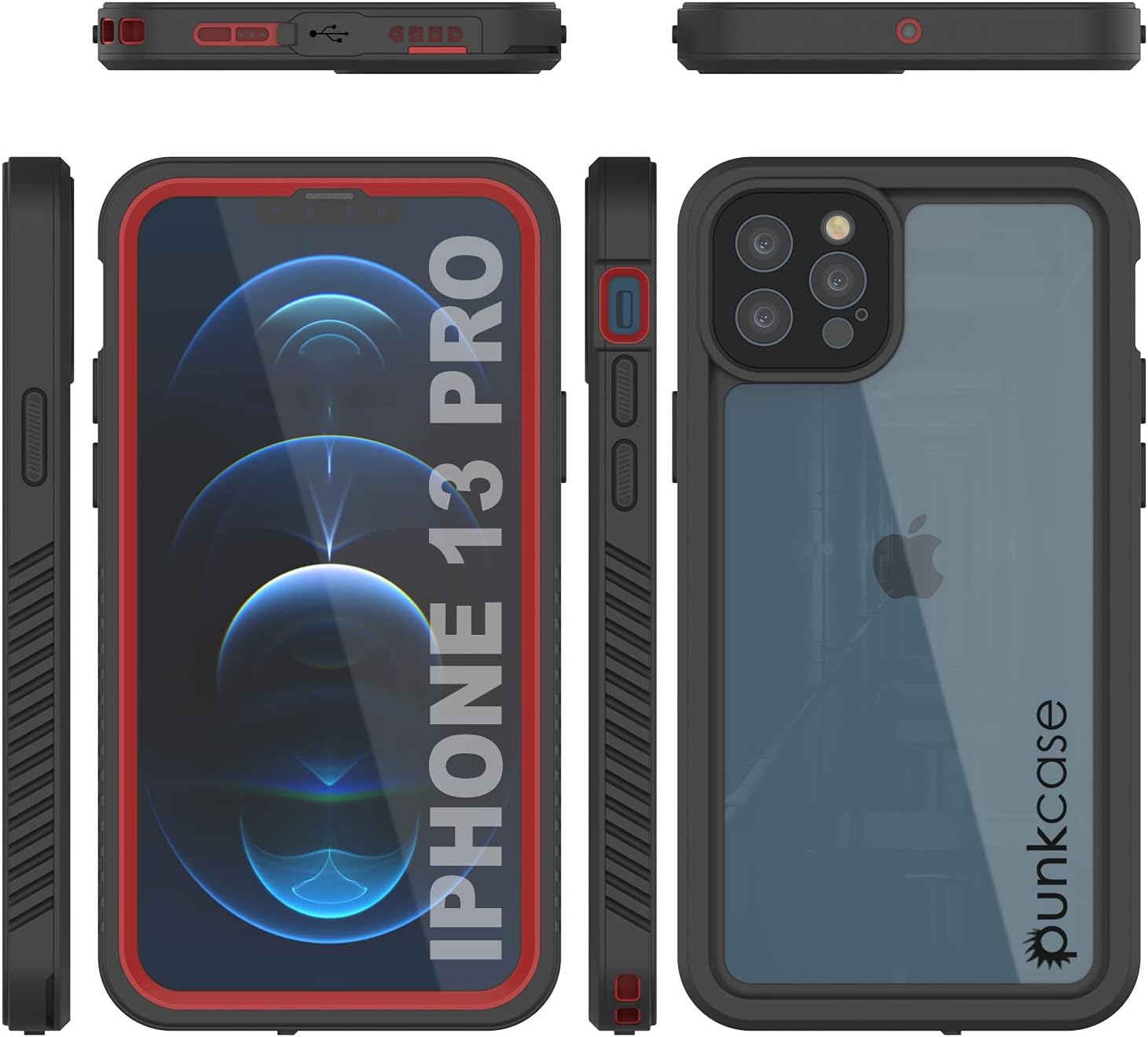 Punkcase Funda impermeable para iPhone 13 Pro Extreme Series Slim Fit Certificado IP68 a prueba de golpes a prueba de nieve con protector de