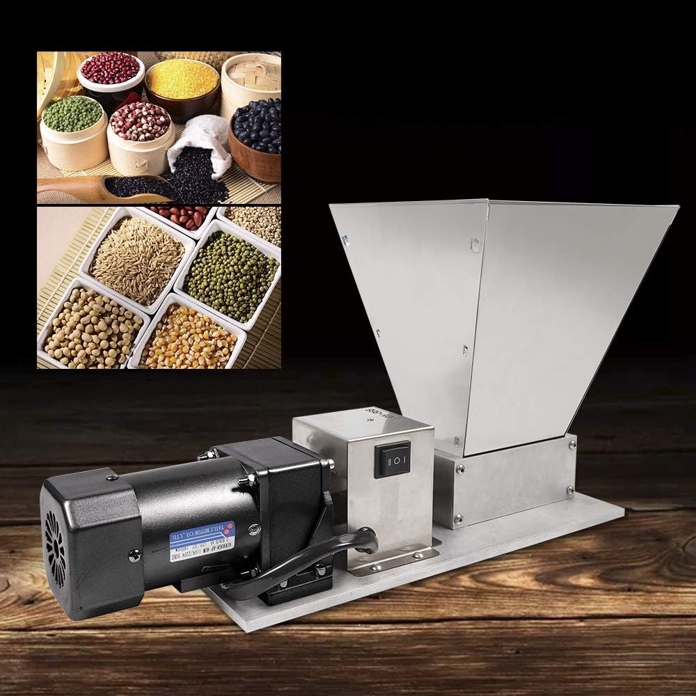 Molinillo eléctrico de grano de 110 V, 60 W, molinillo de maíz de acero inoxidable, trituradora de malta, molinillo de trigo de cebada con embudo de