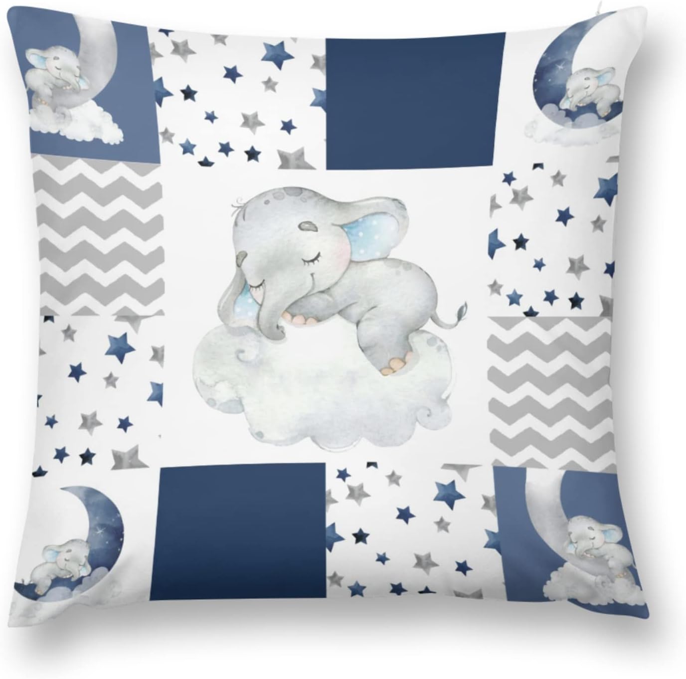 Funda de almohada decorativa de elefante dormido para bebé, diseño de elefante dormido, con frase “Dream Big Little One You Are So Loved”,