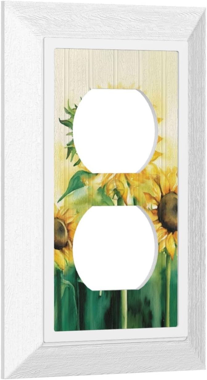 Girasoles individuales dúplex para interruptor de luz, cubierta de interruptor de luz de 1 banda, cubierta decorativa de pared, cubierta de toma de