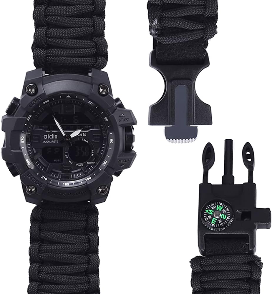 Reloj de pulsera deportivo  Pulsera de supervivencia al aire libre multifuncional, pulsera de emergencia impermeable, herramientas de primeros