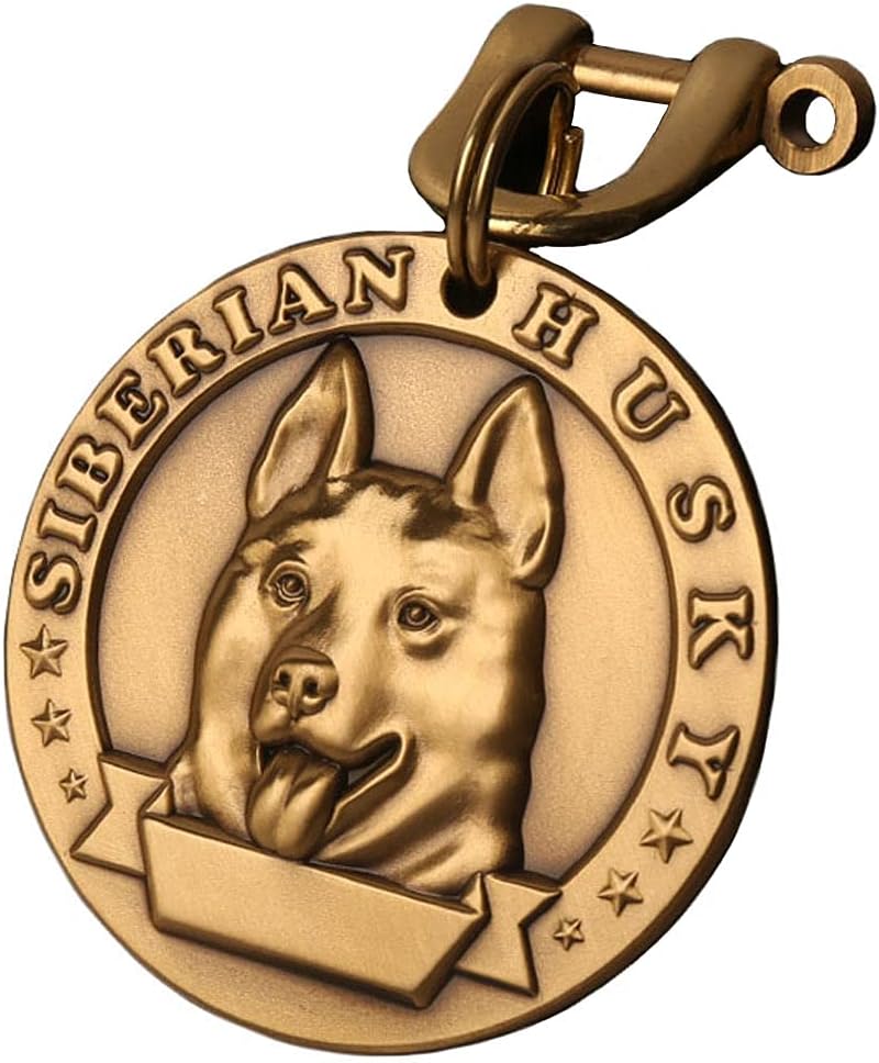 Davisia Etiquetas de identificación para mascotas de cobre puro, etiquetas para perro personalizadas, patrón de mascota de alivio tridimensional,