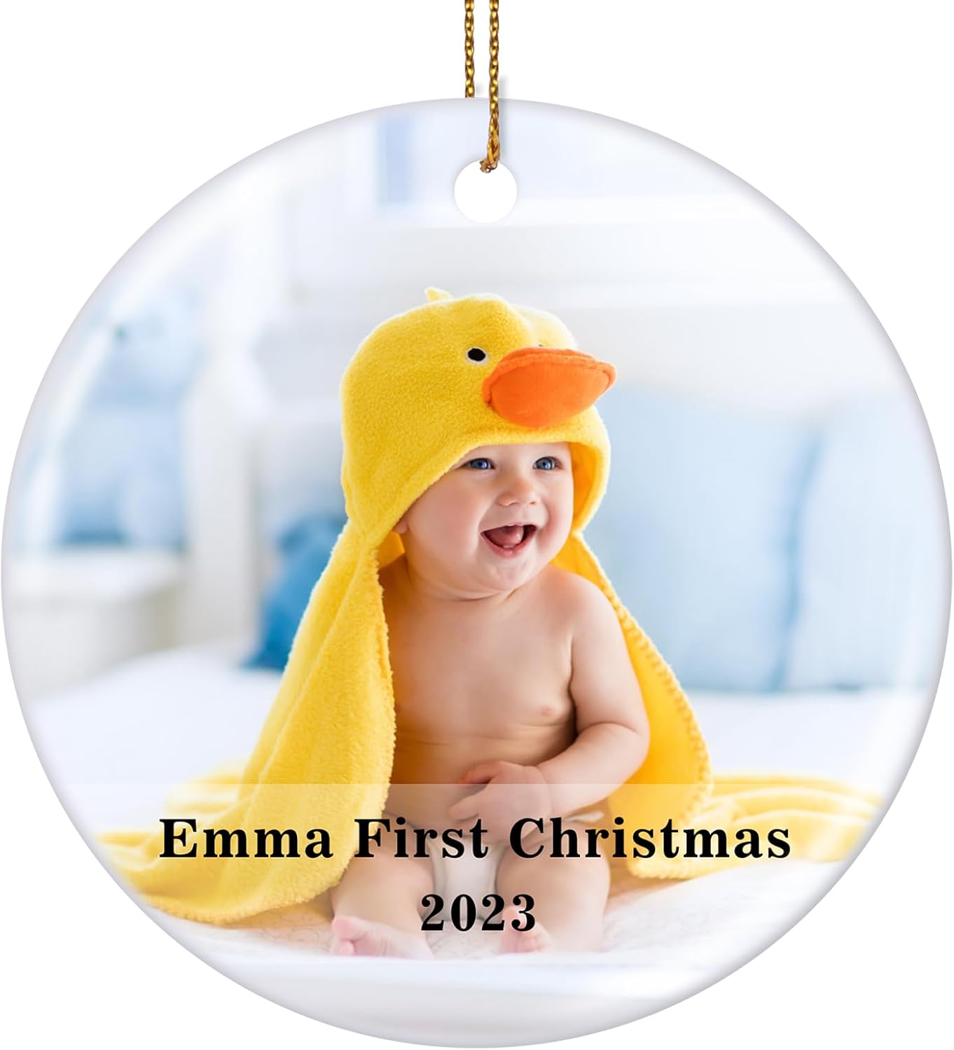 Adorno redondo personalizado para la primera Navidad del bebé con foto y mensaje, decoración personalizada para árbol de Navidad, regalos de