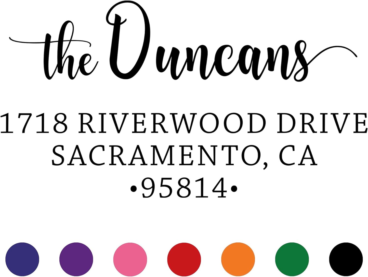 Sello de dirección y tinta autoentintado personalizado de The Duncans con nombre, sellos de dirección personalizados para parejas, sello de