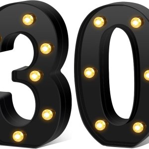 2 luces LED de marquesina de 8.46 pulgadas, letreros de números iluminados negros del 30, 40, 50, 60, para decoración de fiesta de cumpleaños 2 luces LED de marquesina de 8.46 pulgadas, letreros de números iluminados negros del 30, 40, 50, 60, para decoración de fiesta de cumpleaños