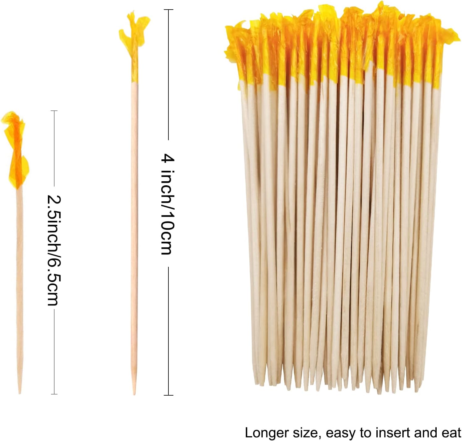 BLUE TOP Palillos de dientes de madera con volantes de 4 pulgadas, paquete de 1000 palillos de dientes de cóctel para frutas, aperitivos, sándwiches