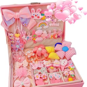 ALTALIVA Juego de accesorios para el cabello para niñas, lindas pinzas para el cabello de dibujos animados, lazos para el cabello rosa, accesorios ALTALIVA Juego de accesorios para el cabello para niñas, lindas pinzas para el cabello de dibujos animados, lazos para el cabello rosa, accesorios