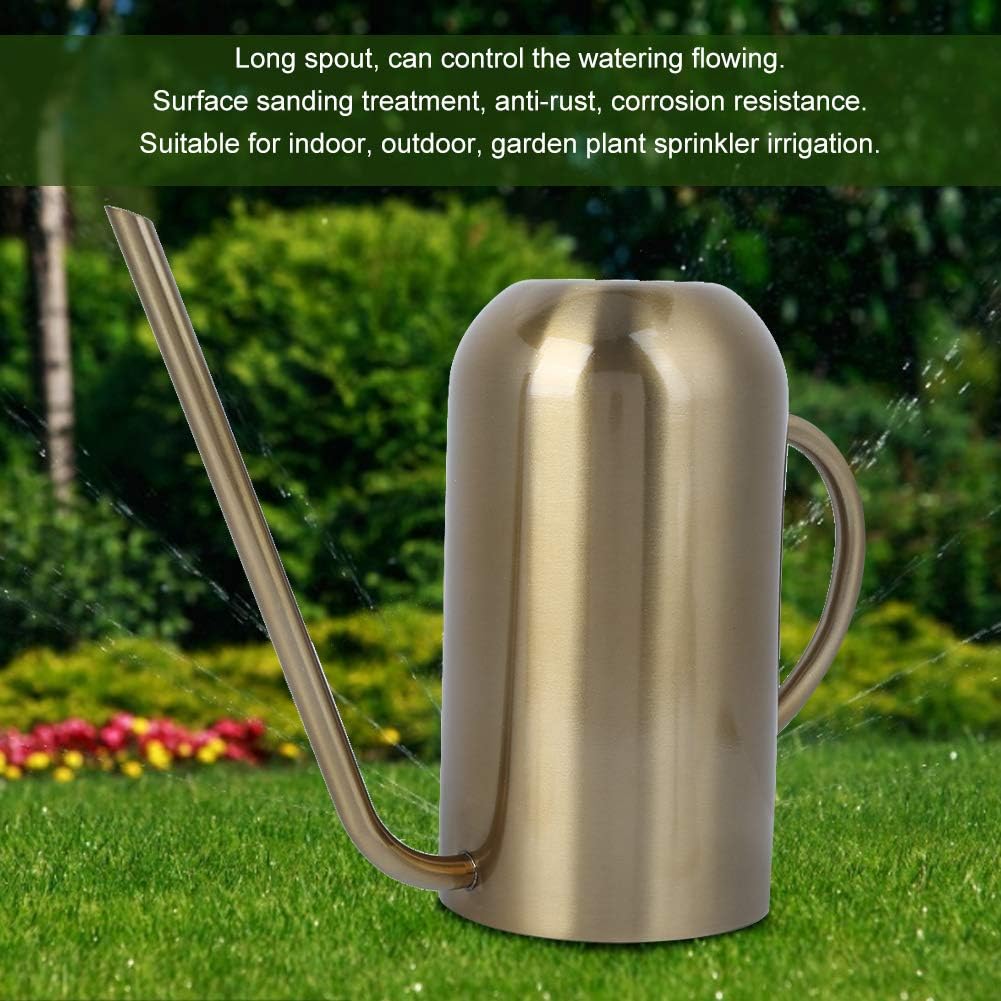 Fydun Stainl Steel Spout Wate Can Garden Wate Pot Irrigation Tool Gold 1.5L Stainl Steel Spout Wate for Family
