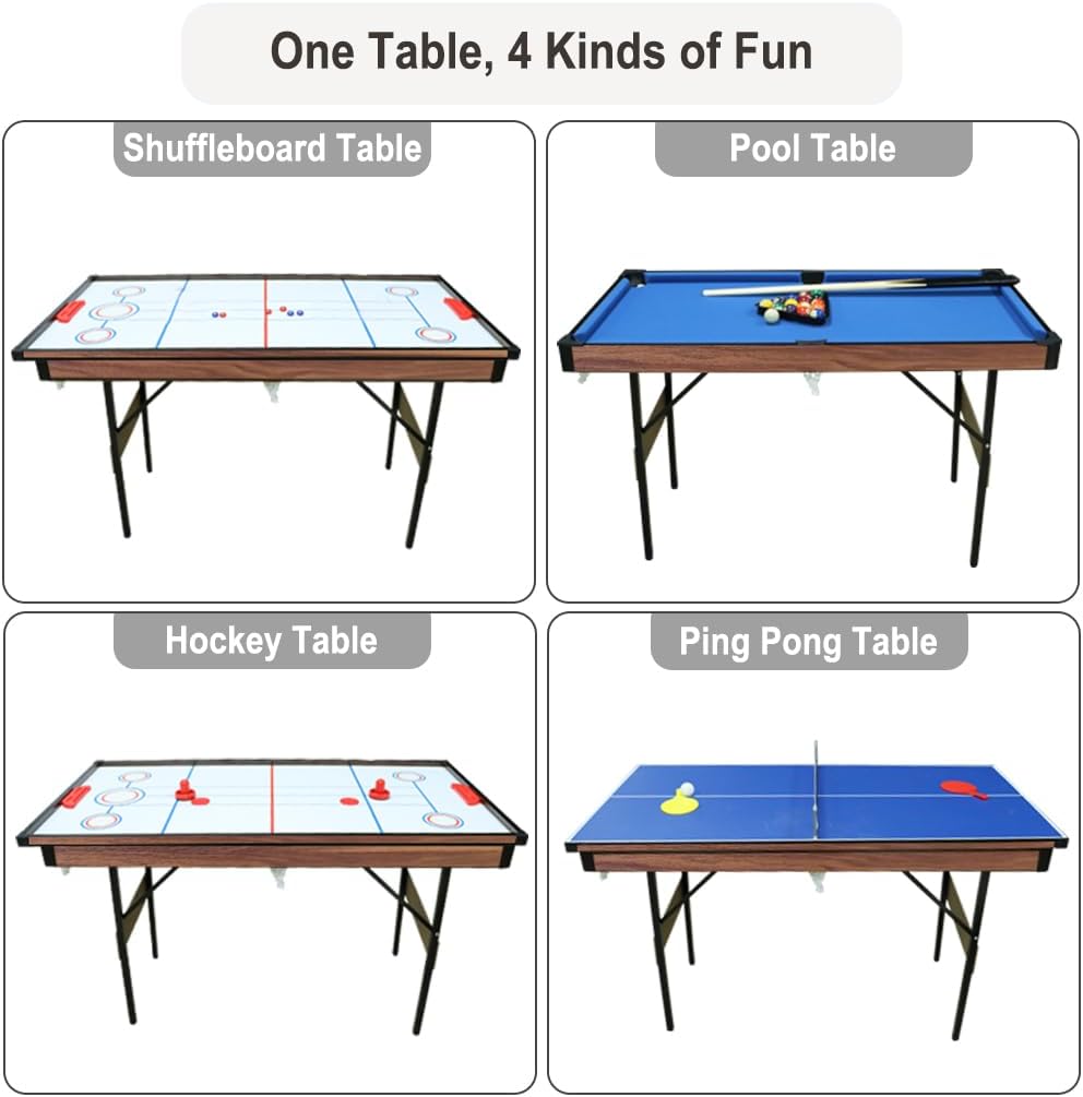 vocheer Mesa de juego combinada múltiple, hockey, mesa de billar, mesa de tenis de mesa para sala de juegos para adultos y adolescentes
