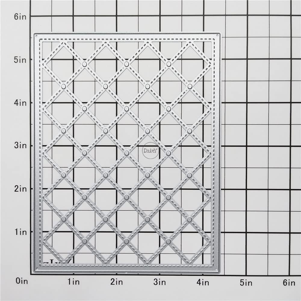DzIxY Troqueles de corte de metal con fondo de cuadrícula de línea punteada para hacer tarjetas de papel troquelado, conjuntos de troqueles, álbum,