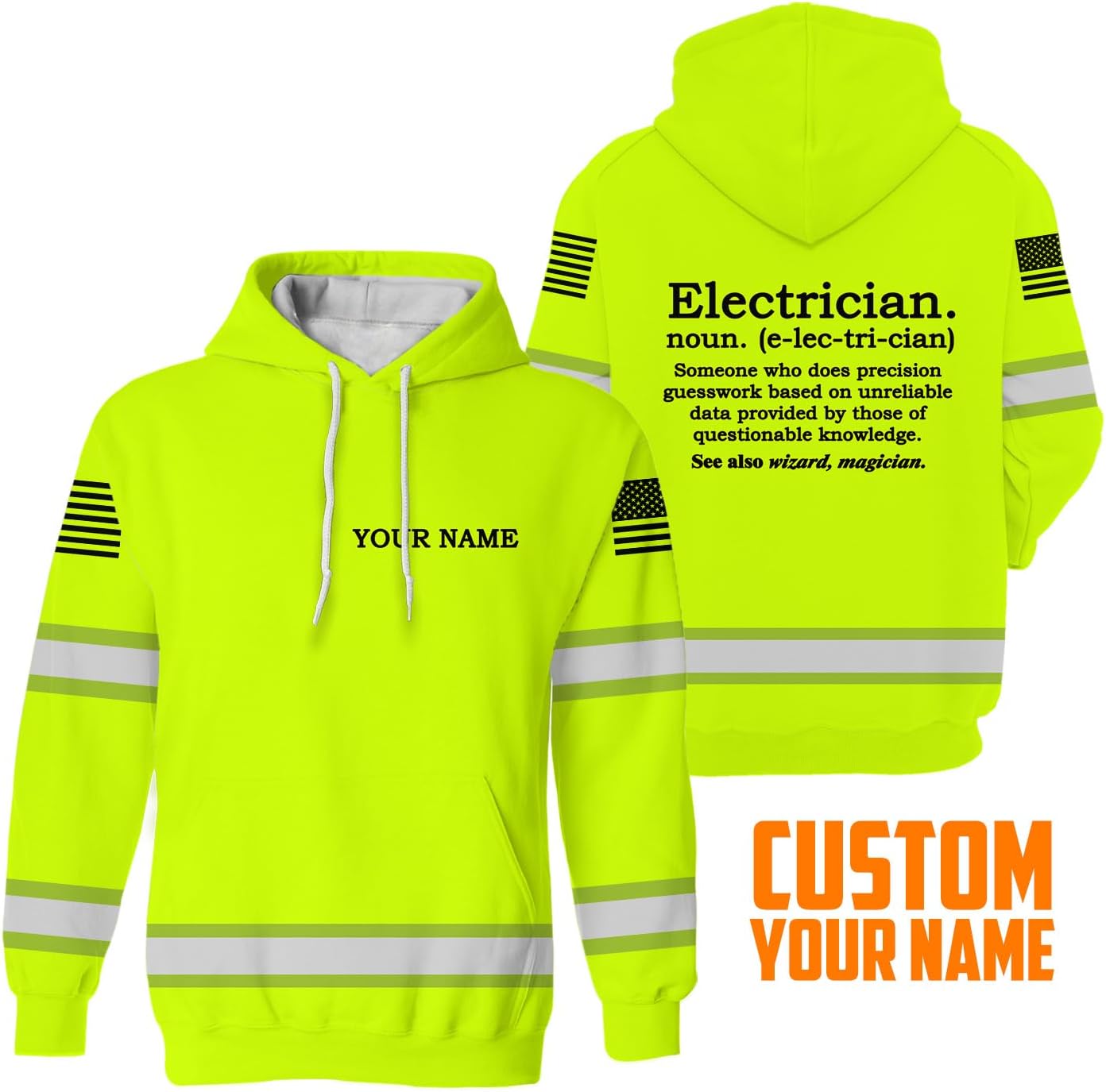 Camisa de alta visibilidad con cita divertida, camisetas de seguridad reflectantes con nombre personalizado, sudadera con capucha divertida de alta