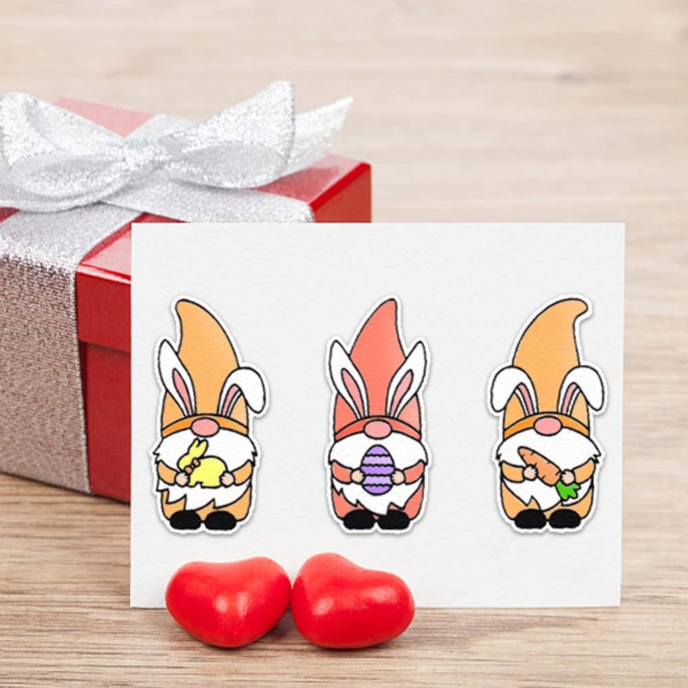 Gnomos de conejo de Pascua, sellos transparentes y troqueles para hacer tarjetas, palabras de Pascua, sellos de goma para conejos, zanahorias,