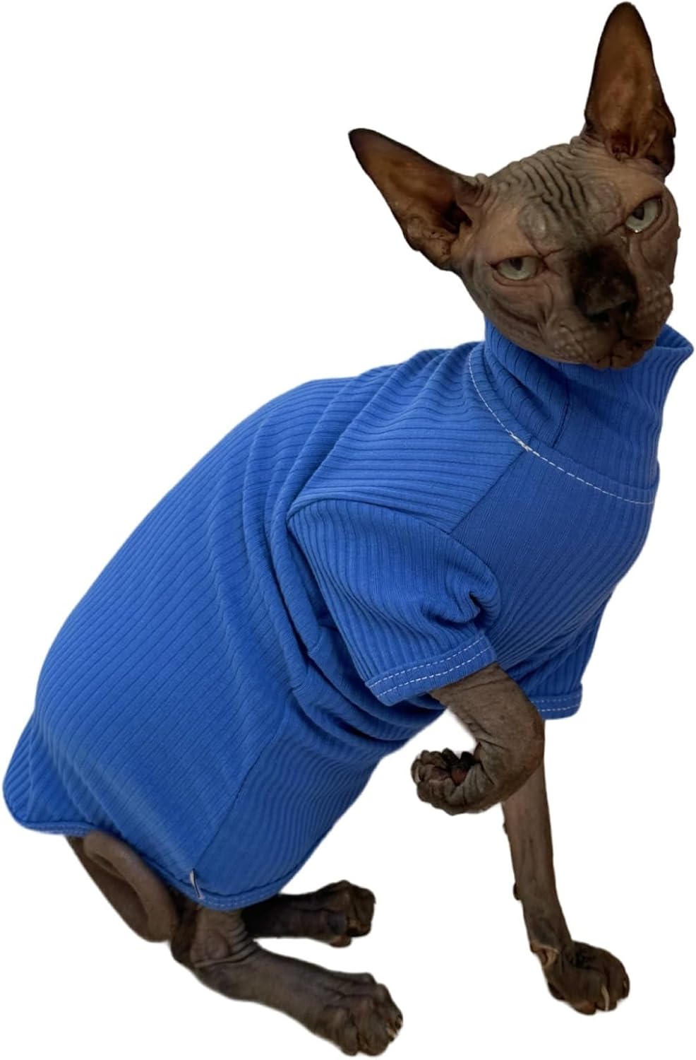 Sphynx – Camisa de algodón de cuello alto para gatos, camisetas de gatito con mangas, pijama de gato para Sphynx Cornish Rex, Devon Rex, Peterbald