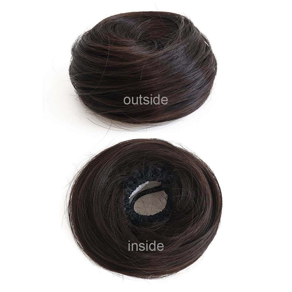 2 piezas de cabello humano desordenado de moño, moño rosa desordenado, moño para mujeres, coleteros de cabello real, extensiones de moño para cola