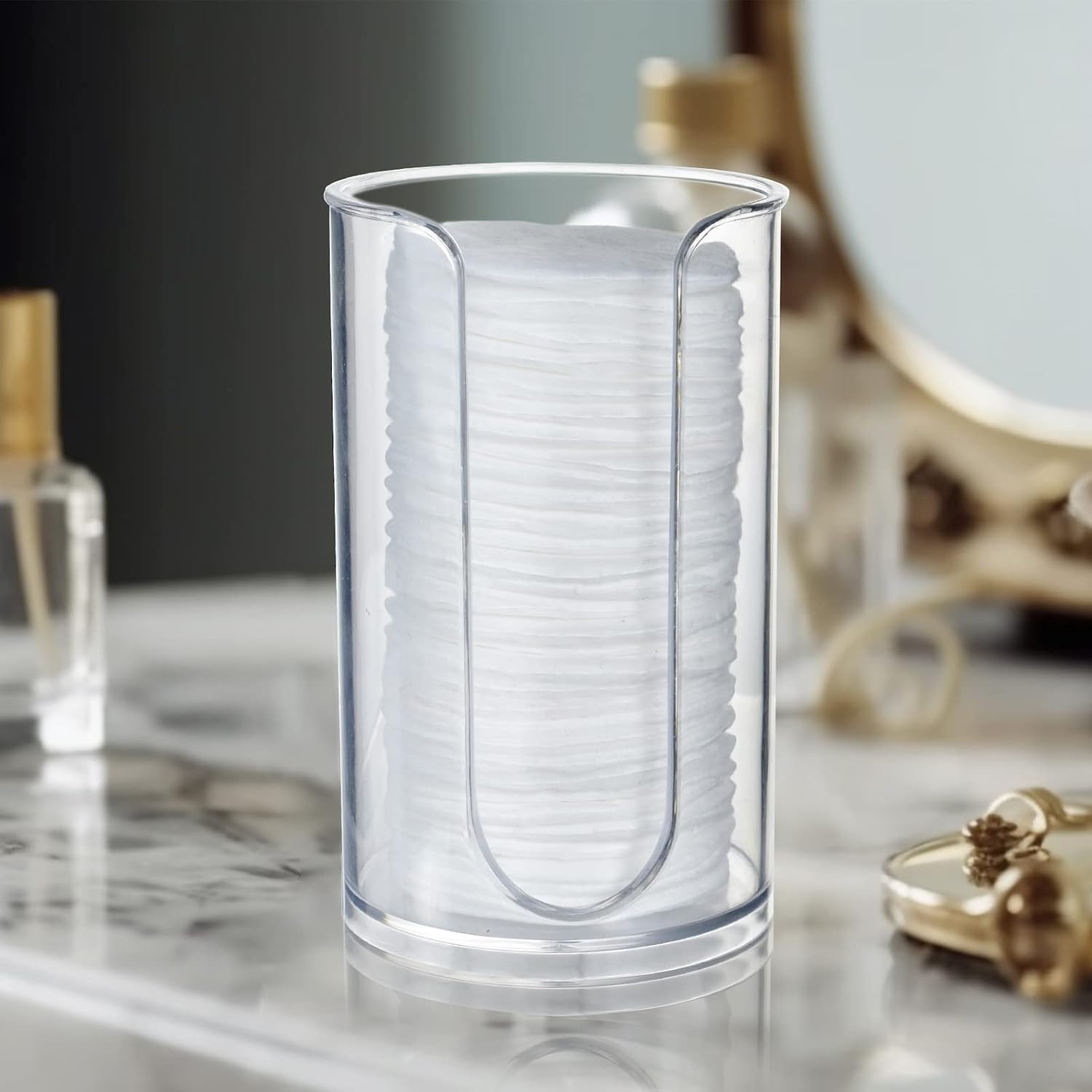 Dispensador de tazas de baño, paquete de 2 soportes pequeños desechables de papel para enjuague bucal de plástico transparente para encimera de