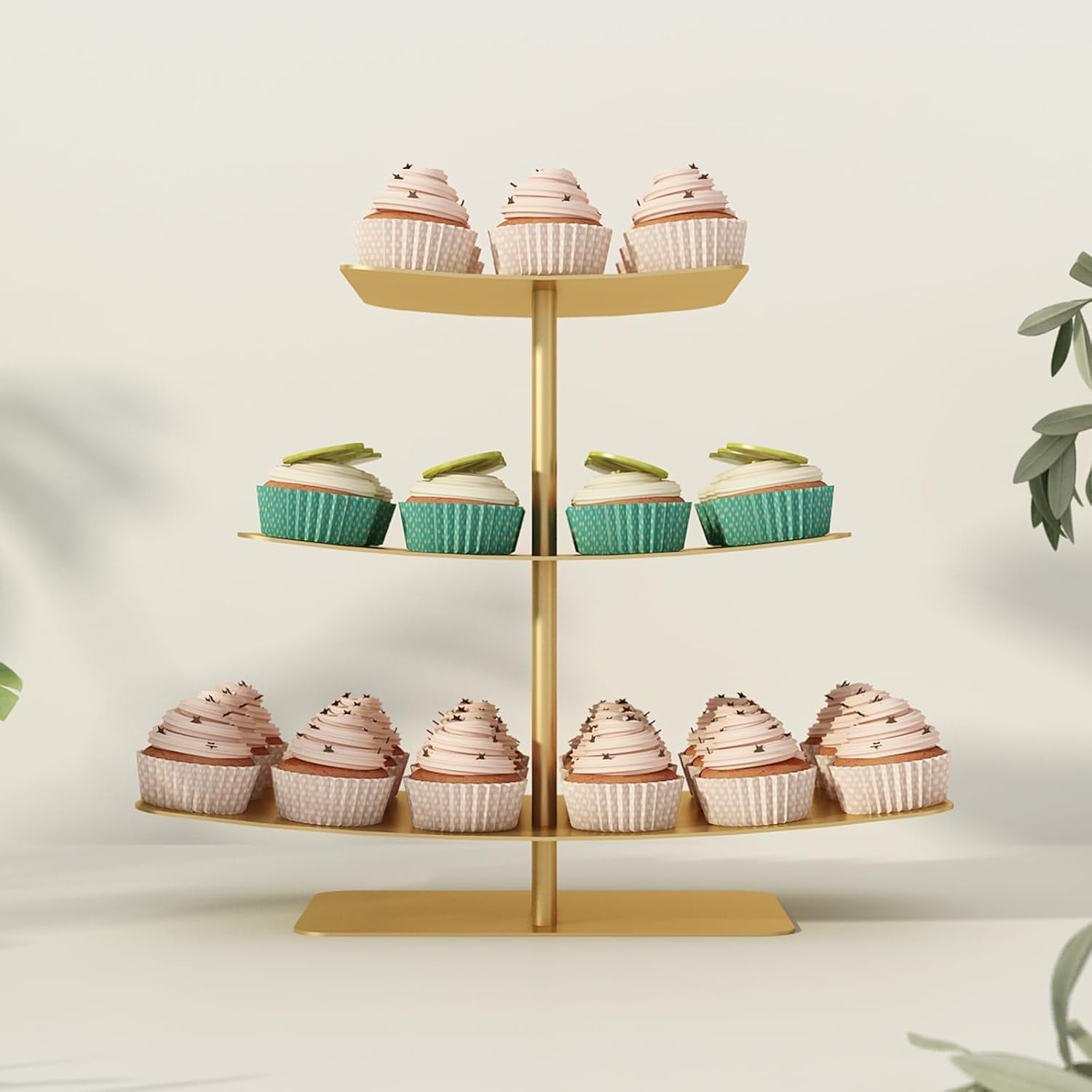 ICIUIOIR Juego de soporte para cupcakes para mesa de postres, mini soporte de metal para cupcakes, torre de cupcakes, soporte de postre