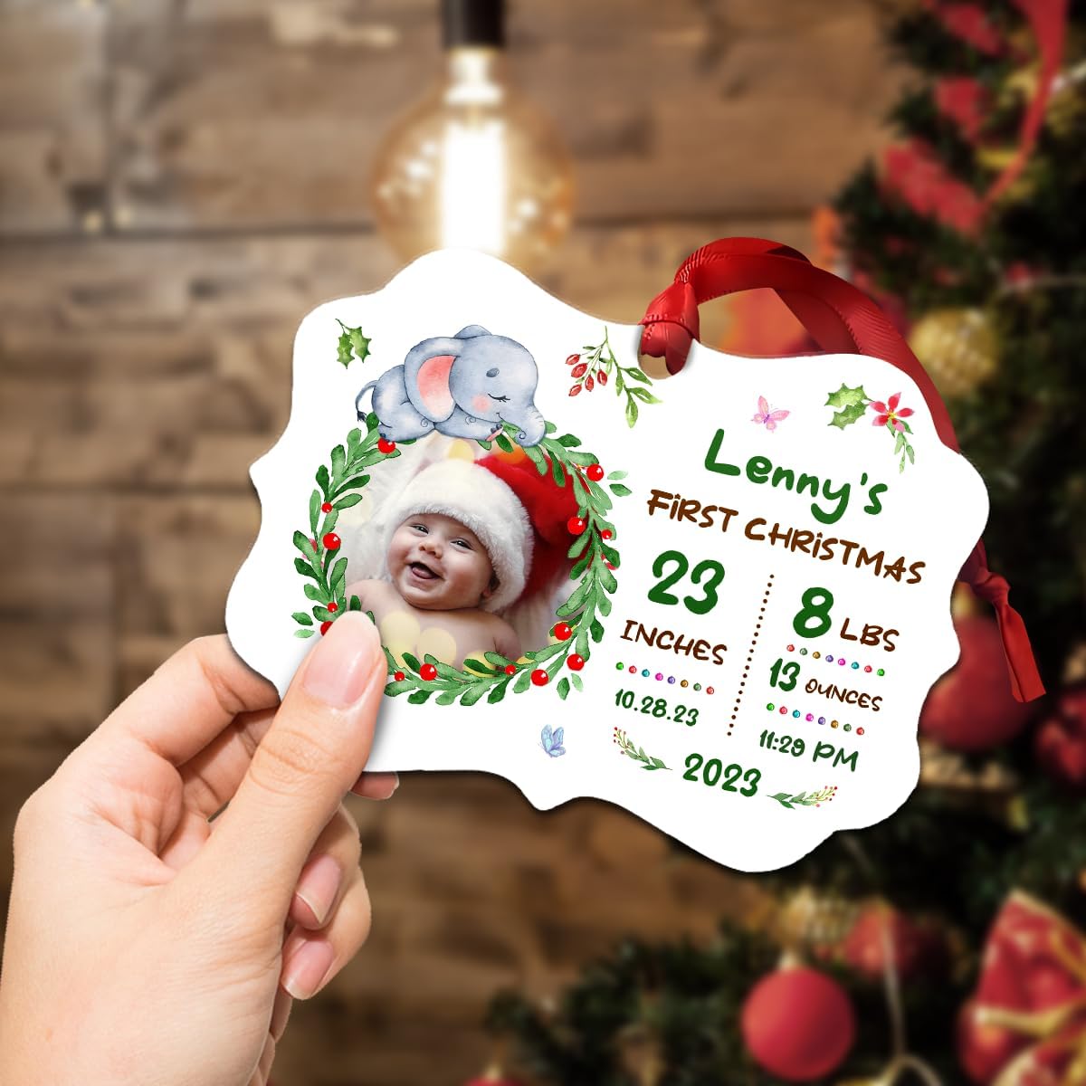 Adorno personalizado para la primera Navidad del bebé, adornos de aluminio para la primera Navidad, recuerdo, decoración de árbol de Navidad, regalos