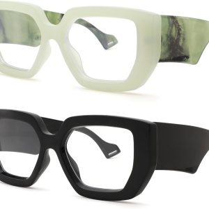 NULOOQ Gafas de luz azul con montura gruesa para mujer, gafas cuadradas de gran tamaño, transparentes sin receta NULOOQ Gafas de luz azul con montura gruesa para mujer, gafas cuadradas de gran tamaño, transparentes sin receta