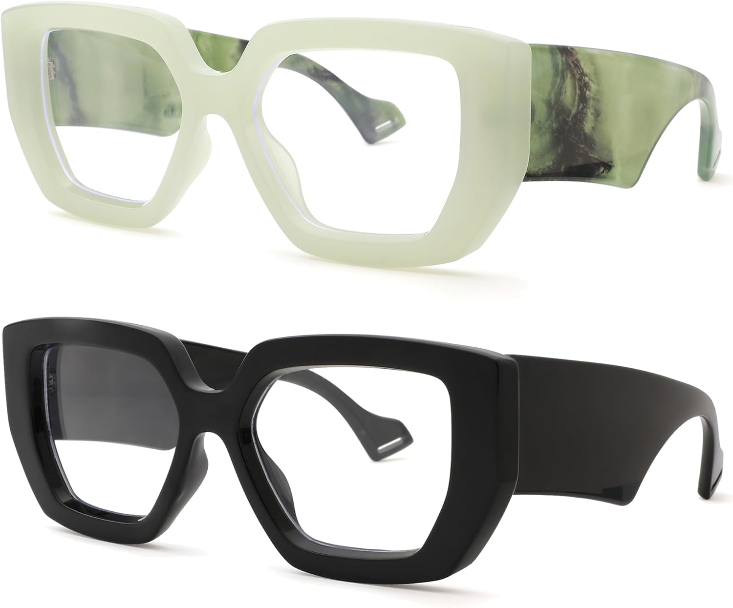 NULOOQ Gafas de luz azul con montura gruesa para mujer, gafas cuadradas de gran tamaño, transparentes sin receta