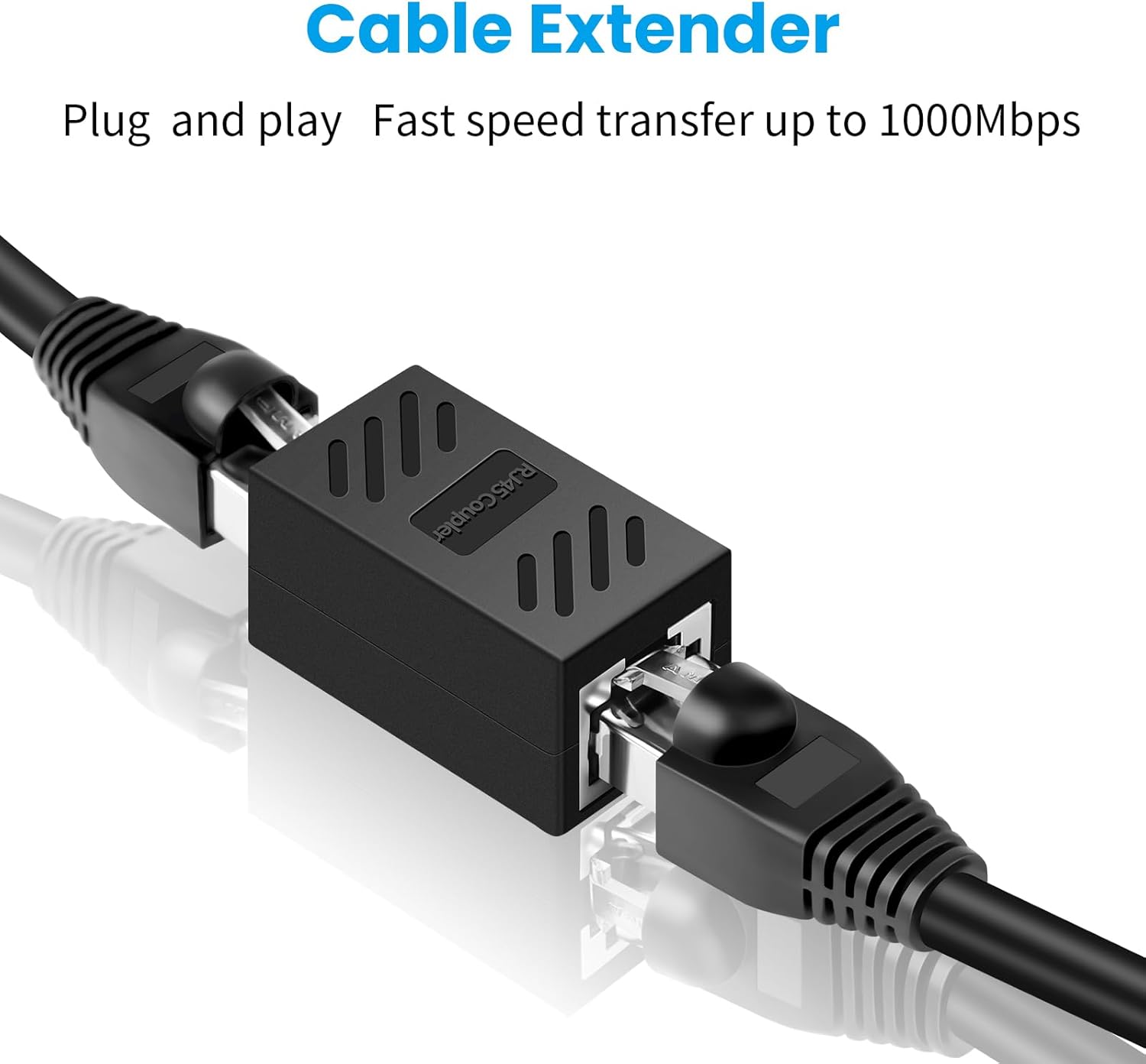Acoplador RJ45, acoplador Ethernet, cable de red Ethernet en línea acoplador para Cat7Cat6Cat5eCat5, extensor de cable de red Ethernet hembra a