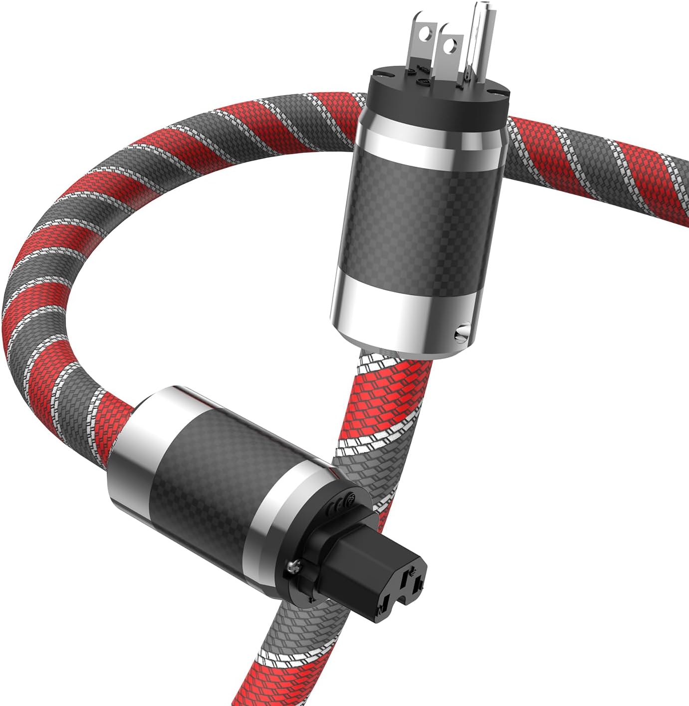 Tertullus Cables de alimentación de alta fidelidad 5N OFC AC Cable de alimentación principal de EE. UU. con enchufe de fibra de carbono IEC320-C15