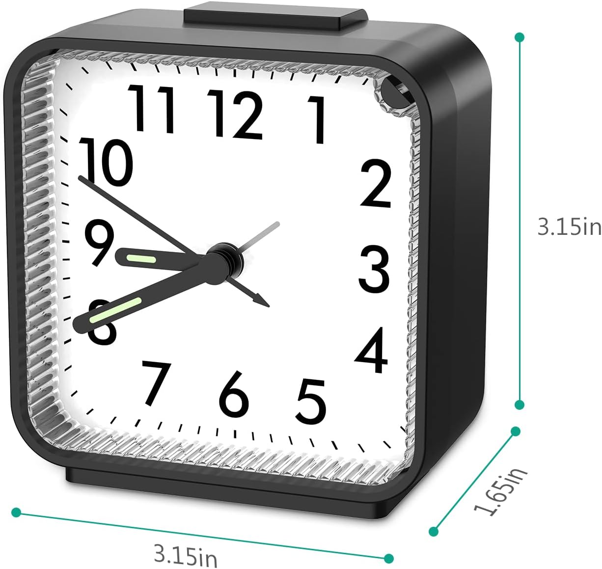 ORIA Reloj despertador analógico, reloj despertador silencioso, reloj despertador sin tictac, pequeño reloj despertador con luz nocturna,