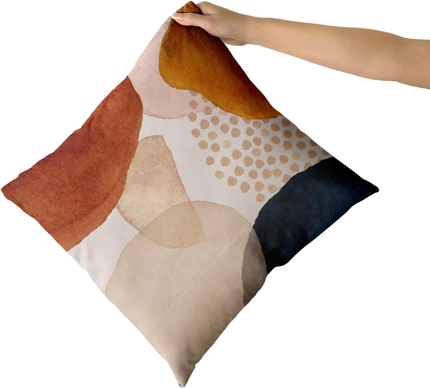 Juego de 2 fundas de almohada bohemias de 16 x 16 pulgadas, color azul marino, naranja quemado, rosa, fundas decorativas de arte abstracto moderno