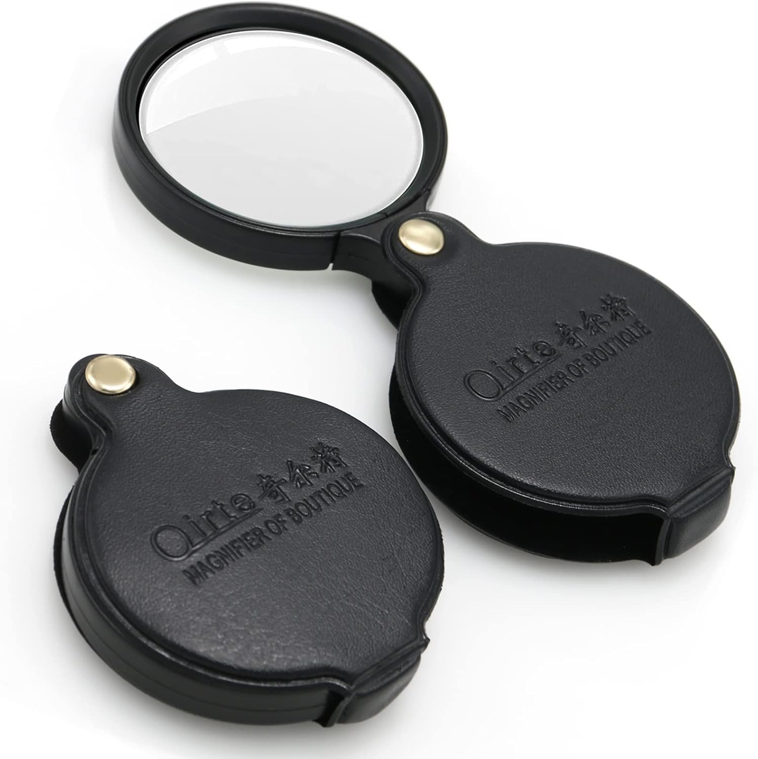 10X Small Pocket Magnifier Glass, Mini Folding Magnifying Lenses with Rotating Protective Leather Sheath for Seniors Reading, Inspection, Kids for