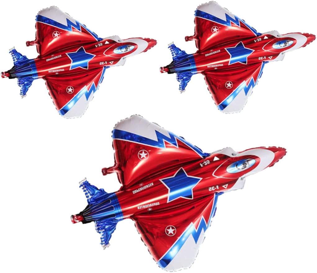 3 globos de avión de caza con dibujos animados para fiesta voladora de cumpleaños, globos de aluminio para decoración de globos de avión, juguete