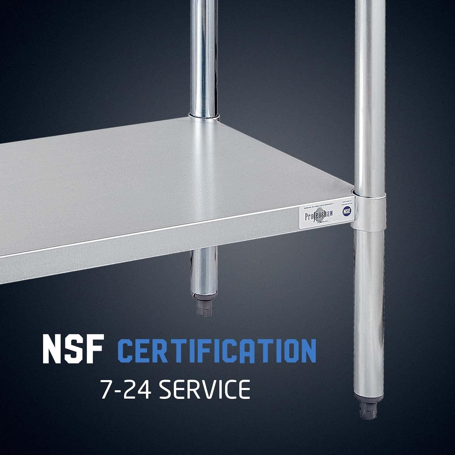Profeeshaw mesa de trabajo, de uso comercial, de acero inoxidable NSF con protector contra salpicaduras y estante inferior, para cocina, restaurante