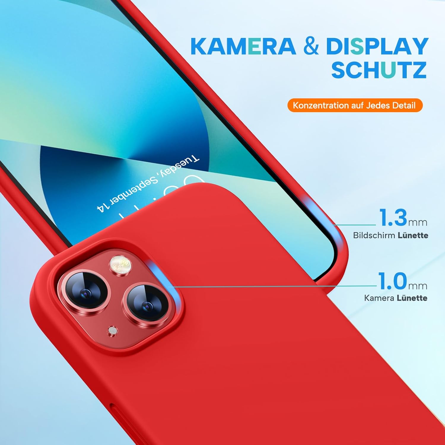 Miracase Funda diseñada para iPhone 13, con protector de pantalla de vidrio templado, forro de microfibra suave antiarañazos, funda de goma de