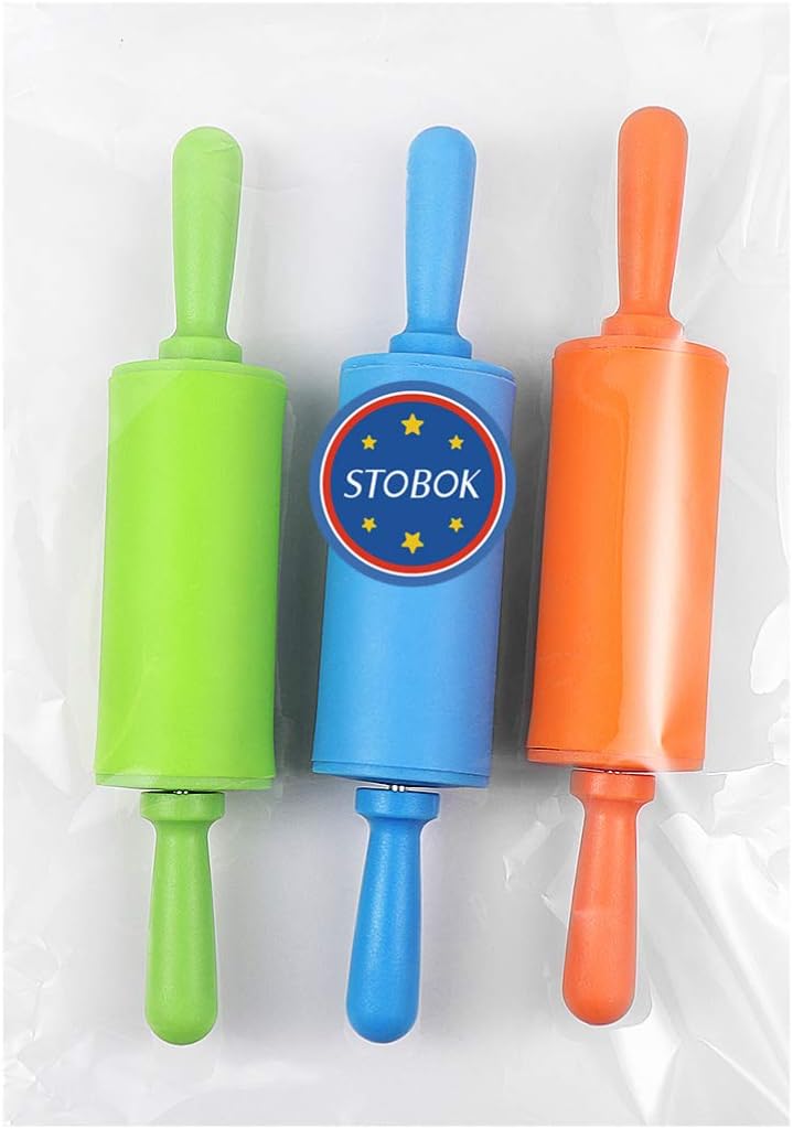 STOBOK Mini rodillos para niños, herramientas de masa para el hogar, cocina, niños, paquete de 3 (color al azar)