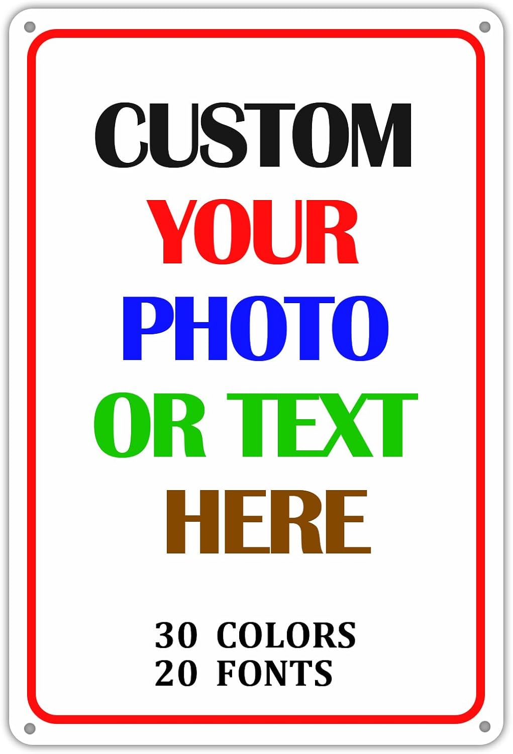 Letrero de metal personalizado para añadir tu imagen de texto, decoración para oficina, hogar, carretera, jardín, intersección, estacionamiento,