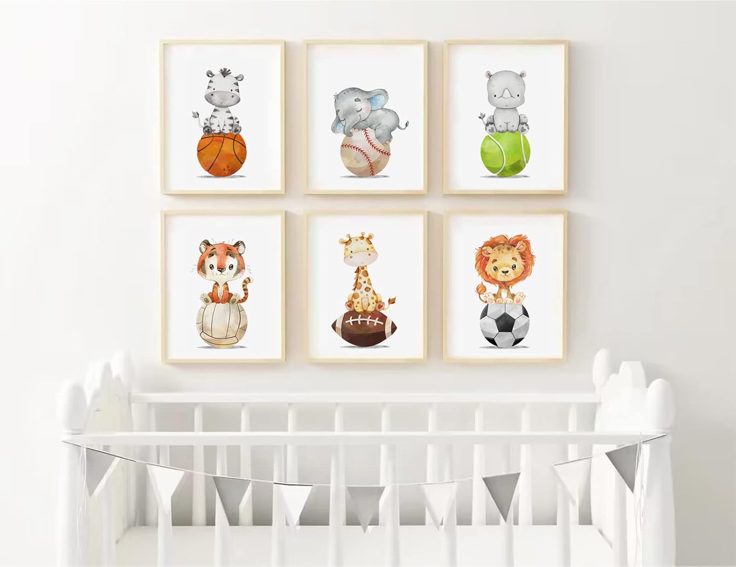 Juego de 6 impresiones artísticas para pared de bebé niño, decoración de guardería, animal, arte de pared para niños, lienzo para guardería, arte de