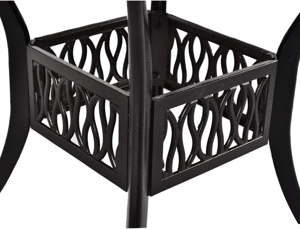 TITIMO Mesa de comedor redonda de 41.3 pulgadas de diámetro para patio bistró, mesa de conversación de aluminio fundido con agujero para paraguas de