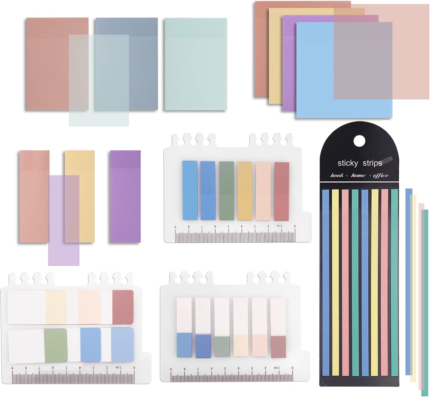 Morandi – Juego de 960 hojas adhesivas translúcidas, 3 x 3 pulgadas2.7 x 3.8 pulgadas, notas adhesivas transparentes, pestañas de índice escribibles
