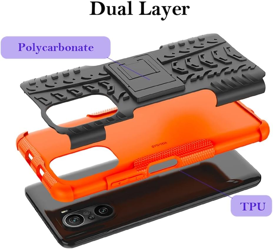 Funda para Poco F3 5GMi 11X 5GK40Redmi K40 Pro con protector de pantalla de vidrio templado, con función atril de policarbonato duro, cubierta
