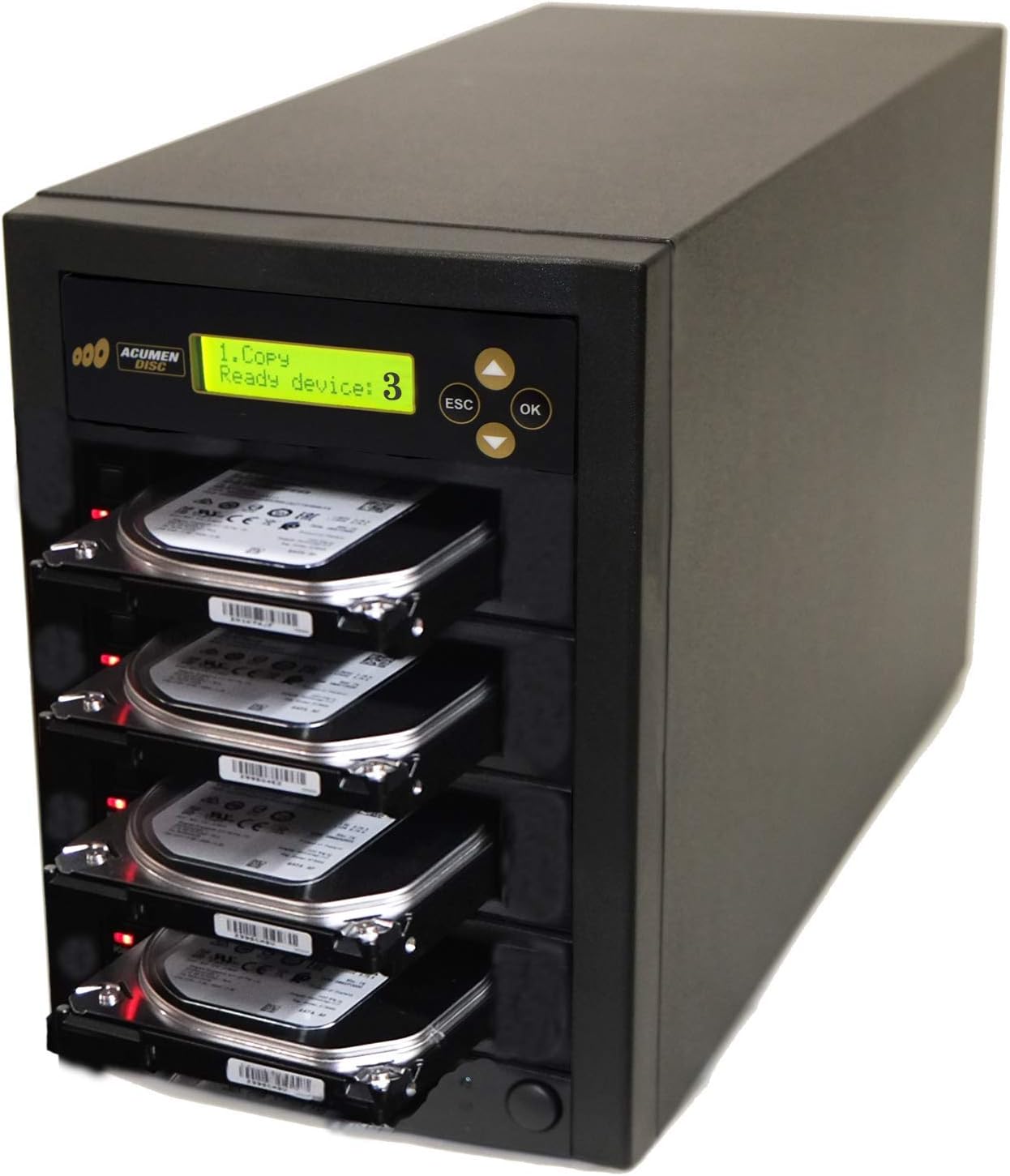Acumen Disc Duplicadora de discos duros SATA II de 1 a 3 (hasta 300 MBs) – Disco HDD y SSD Copiadora y desinfectante de tarjetas de memoria