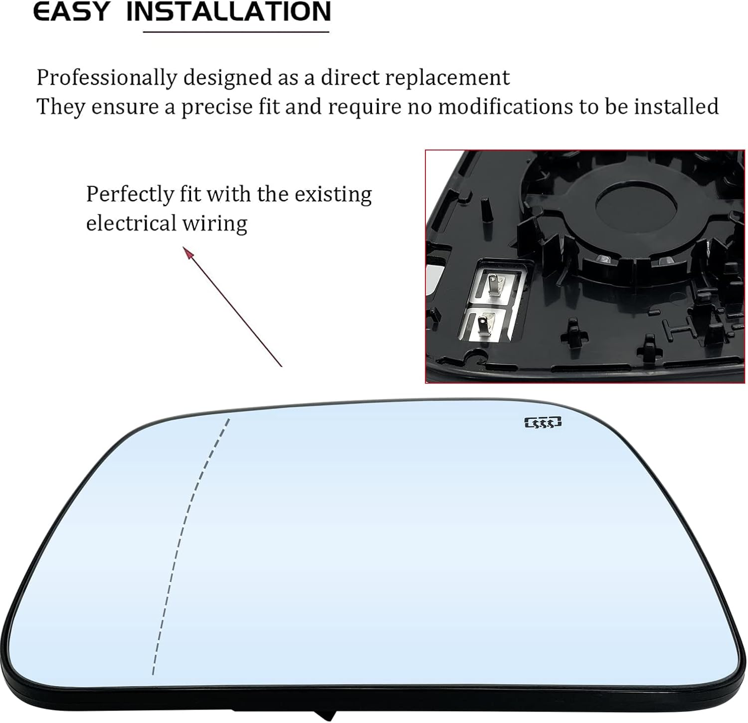 Espejo calefactable para el lado izquierdo del conductor para Dodge Durango 2014-2019, espejos Jeep Grand Cherokee 2011-2020  Espejo convexo