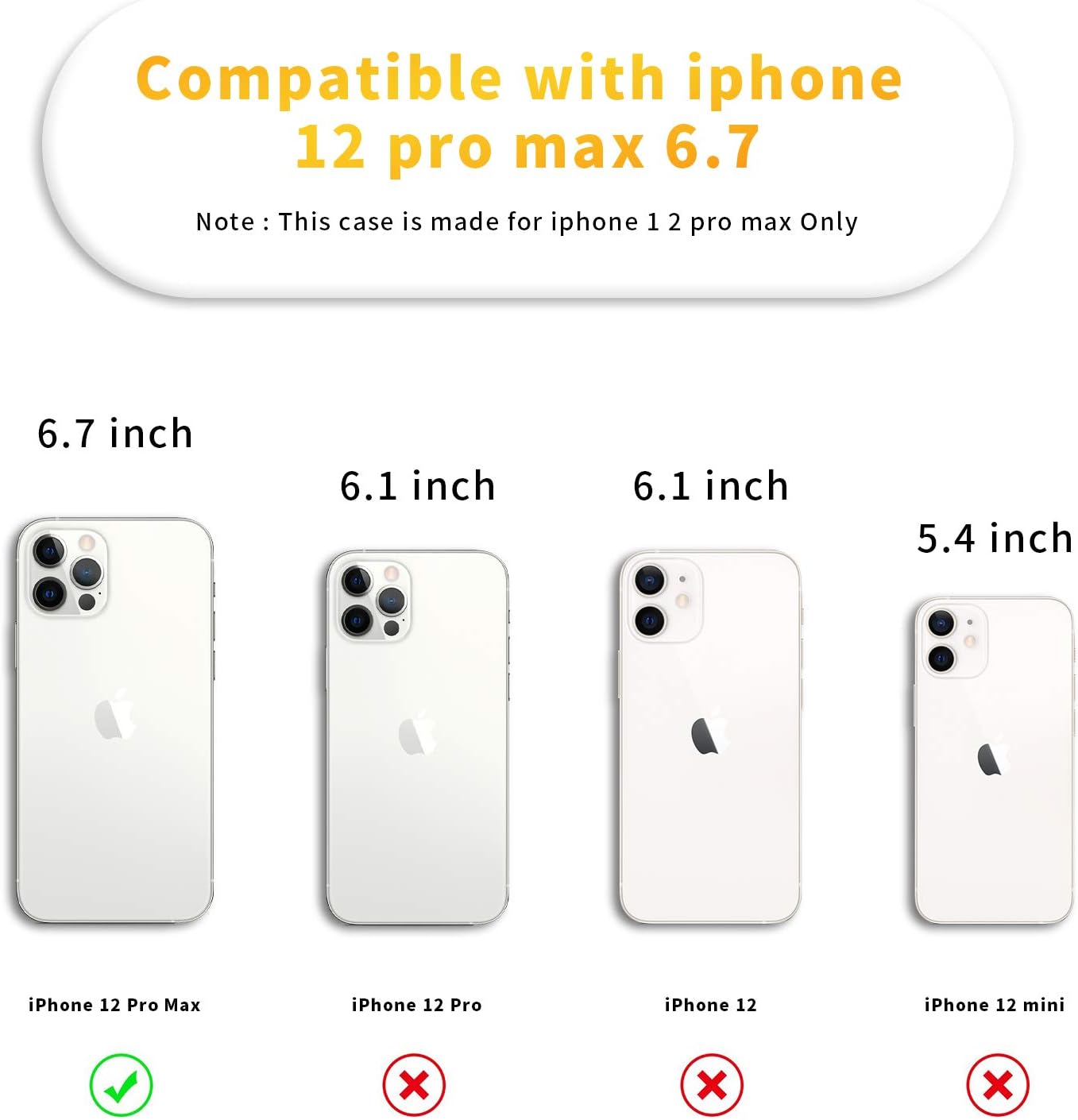 YESPURE Funda transparente para iPhone 12 Pro Max con correa ajustable para el cuello, funda cruzada 12 Pro Max, funda protectora de TPU suave